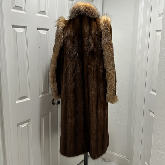 Vintage Mink Full Length Fur Coat with Fox Trim Rudolf Alexander Canada Majestic - Picture 6 of 7